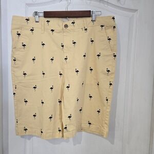 Hudson & Barrow Flamingo Shorts Mens 38 Yellow Chino Summer  preppy